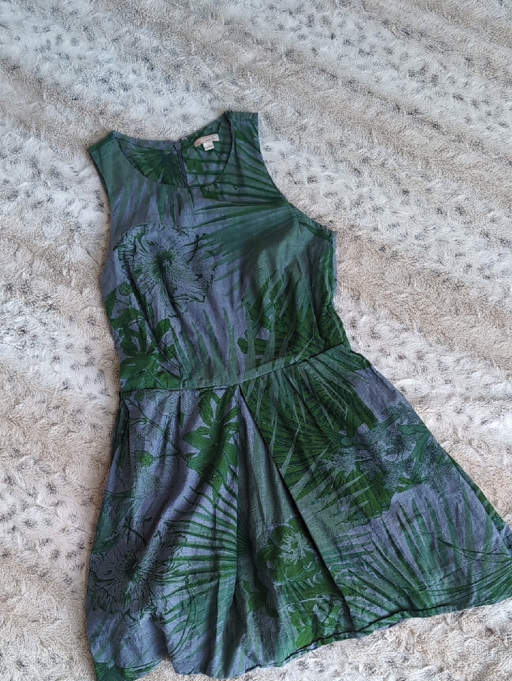 Gap Tropical Palm Print Cotton Fit & Flare Pocket Dress